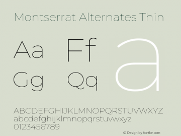 Montserrat Alternates Thin Version 8.000图片样张