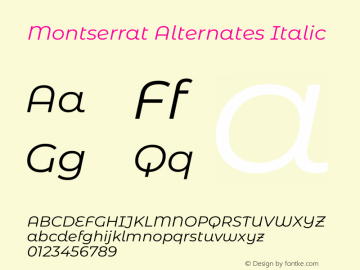 Montserrat Alternates Italic Version 8.000图片样张