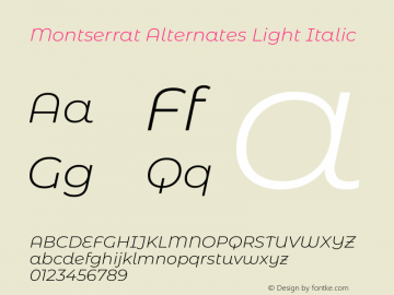 Montserrat Alternates Light Italic Version 8.000图片样张