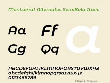 Montserrat Alternates SemiBold Italic Version 8.000图片样张