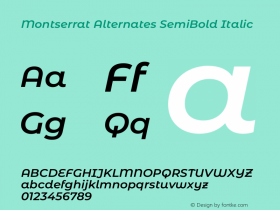 Montserrat Alternates SemiBold Italic Version 7.200图片样张