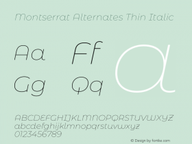 Montserrat Alternates Thin Italic Version 7.200图片样张