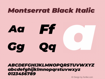Montserrat Black Italic Version 8.000图片样张