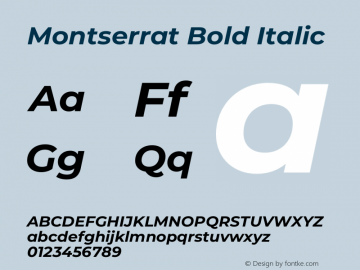Montserrat Bold Italic Version 8.000图片样张