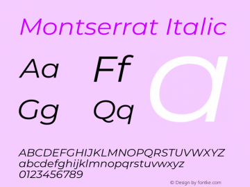 Montserrat Italic Version 8.000图片样张