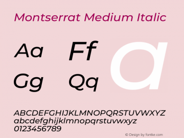 Montserrat Medium Italic Version 8.000图片样张
