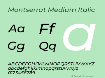 Montserrat Medium Italic Version 8.000图片样张