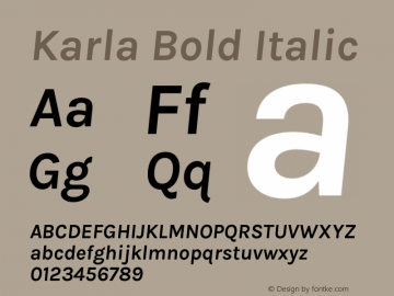 Karla Bold Italic Version 2.002图片样张