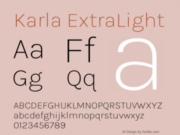 Karla ExtraLight Version 2.002图片样张
