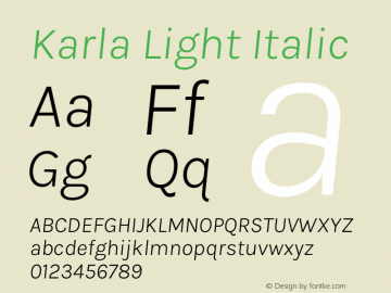 Karla Light Italic Version 2.002图片样张