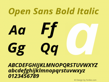 Open Sans Bold Italic Version 3.000; ttfautohint (v1.8.3)图片样张