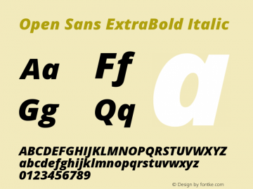 Open Sans ExtraBold Italic Version 3.000; ttfautohint (v1.8.3)图片样张