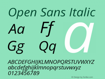 Open Sans Italic Version 3.000; ttfautohint (v1.8.3)图片样张