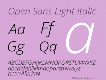 Open Sans Light Italic Version 3.000; ttfautohint (v1.8.3)图片样张