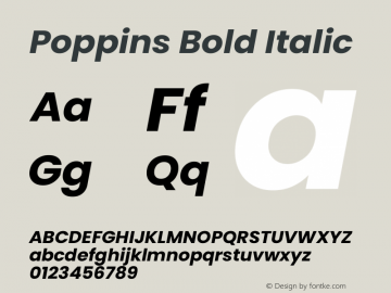 Poppins Bold Italic Version 5.002图片样张