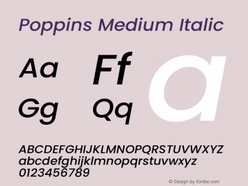 Poppins Medium Italic Version 5.002图片样张