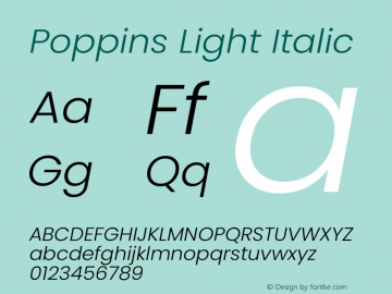 Poppins Light Italic Version 5.002图片样张