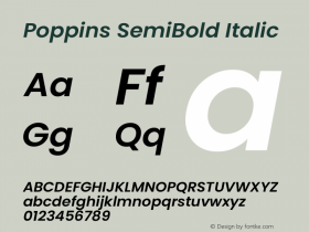 Poppins SemiBold Italic Version 5.002图片样张