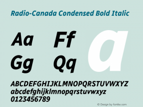 Radio-Canada Condensed Bold Italic Version 1.210图片样张