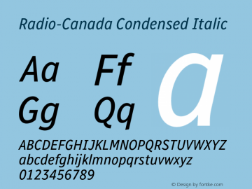 Radio-Canada Condensed Italic Version 1.200图片样张