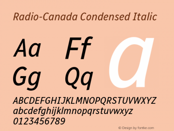 Radio-Canada Condensed Italic Version 1.310图片样张