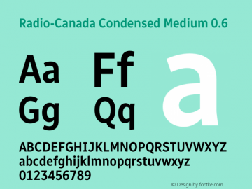 Radio-Canada Condensed Medium 0.6 Version 0.001;PS 0.1;hotconv 1.0.88;makeotf.lib2.5.647800 DEVELOPMENT图片样张