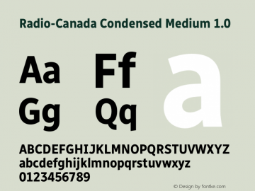 Radio-Canada Condensed Medium 1.0 Version 0.001;PS 0.1;hotconv 1.0.88;makeotf.lib2.5.647800 DEVELOPMENT图片样张