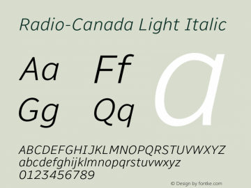 Radio-Canada Light Italic Version 1.201图片样张