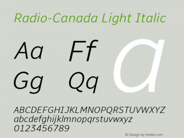Radio-Canada Light Italic Version 1.210图片样张