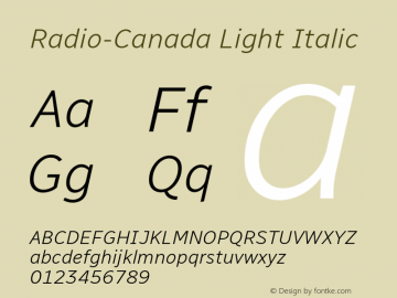 Radio-Canada Light Italic Version 1.310图片样张
