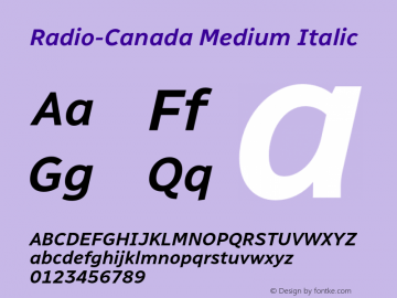 Radio-Canada Medium Italic Version 1.310图片样张