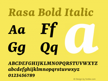 Rasa Bold Italic Version 2.001; ttfautohint (v1.8.3)图片样张