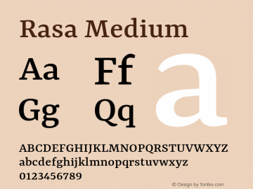 Rasa Medium Version 2.001; ttfautohint (v1.8.3)图片样张