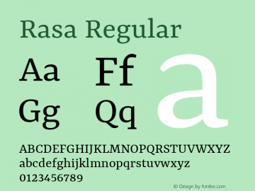Rasa Regular Version 2.001; ttfautohint (v1.8.3)图片样张