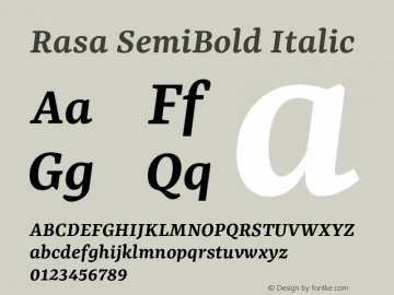 Rasa SemiBold Italic Version 2.001图片样张