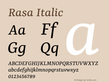 Rasa Italic Version 2.001图片样张