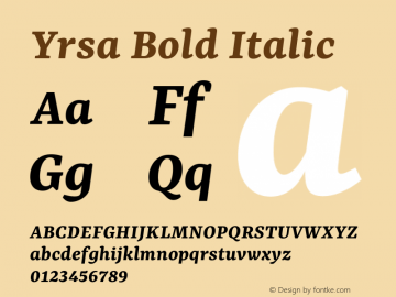 Yrsa Bold Italic Version 2.001; ttfautohint (v1.8.3)图片样张