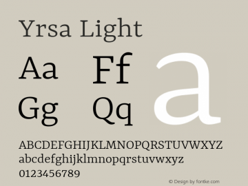 Yrsa Light Version 2.001; ttfautohint (v1.8.3)图片样张