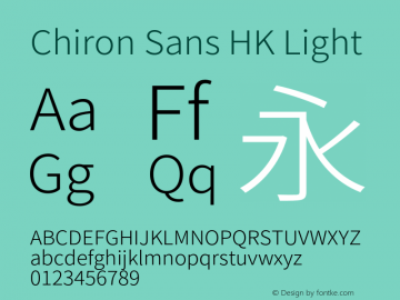Chiron Sans HK Light Version 2.040;hotconv 1.0.118;makeotfexe 2.5.65603图片样张