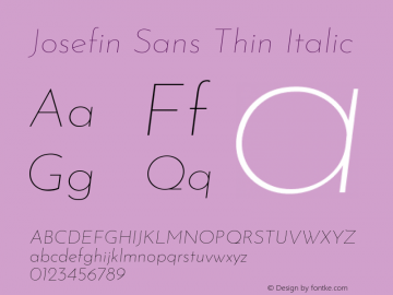 Josefin Sans Thin Italic Version 2.000图片样张