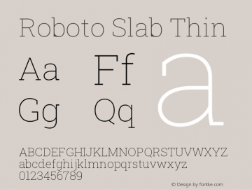 Roboto Slab Thin Version 2.000; ttfautohint (v1.8.1.43-b0c9)图片样张