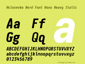 McIosevka Heavy Italic Nerd Font Plus Font Awesome Plus Font Awesome Extension Plus Octicons Plus Power Symbols Plus Material Design Icons Plus Weather Icons Mono Version 6.1.3; ttfautohint (v1.8.2)图片样张