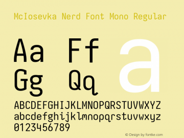 McIosevka Nerd Font Plus Font Awesome Plus Font Awesome Extension Plus Octicons Plus Power Symbols Plus Material Design Icons Plus Weather Icons Mono Version 6.1.3; ttfautohint (v1.8.2)图片样张