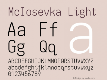 McIosevka Light Version 6.1.3; ttfautohint (v1.8.2)图片样张
