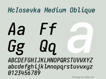 McIosevka Medium Oblique Version 6.1.3图片样张