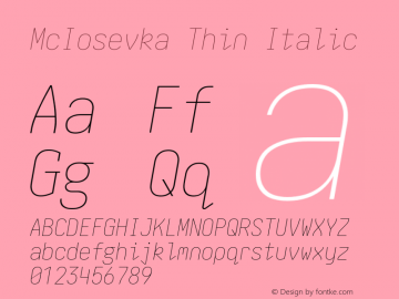 McIosevka Thin Italic Version 6.1.3图片样张