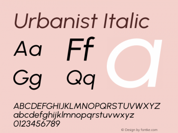 Urbanist Italic Version 1.250图片样张