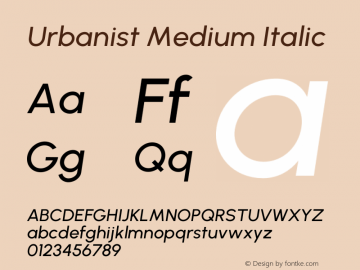 Urbanist Medium Italic Version 1.250图片样张