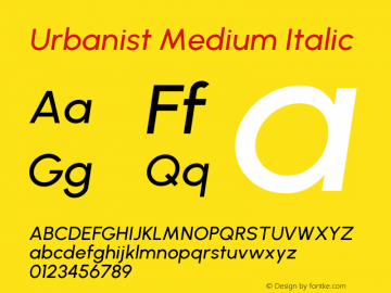 Urbanist Medium Italic Version 1.250; ttfautohint (v1.8.3)图片样张