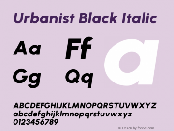 Urbanist Black Italic Version 1.250; ttfautohint (v1.8.3)图片样张